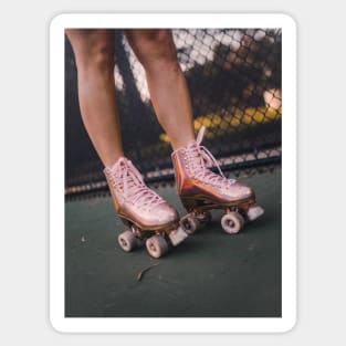 pink rollerskates Sticker